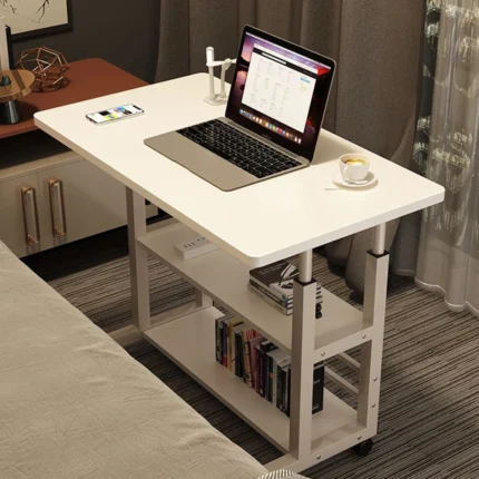 Small Office Desk Adjustable Height Side Mobile Stand Up Desk with Wheels  Portable Rolling Desks Laptop Computer Bedside